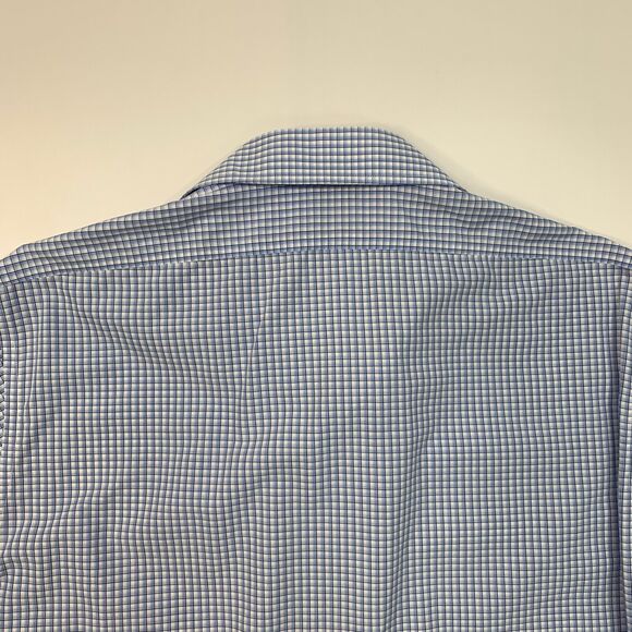 Brooks Brothers Shirt Mens 16.5 Blue White Plaid Milano Non Iron Cotton *READ - Picture 9 of 11